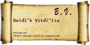 Belák Vitália névjegykártya
